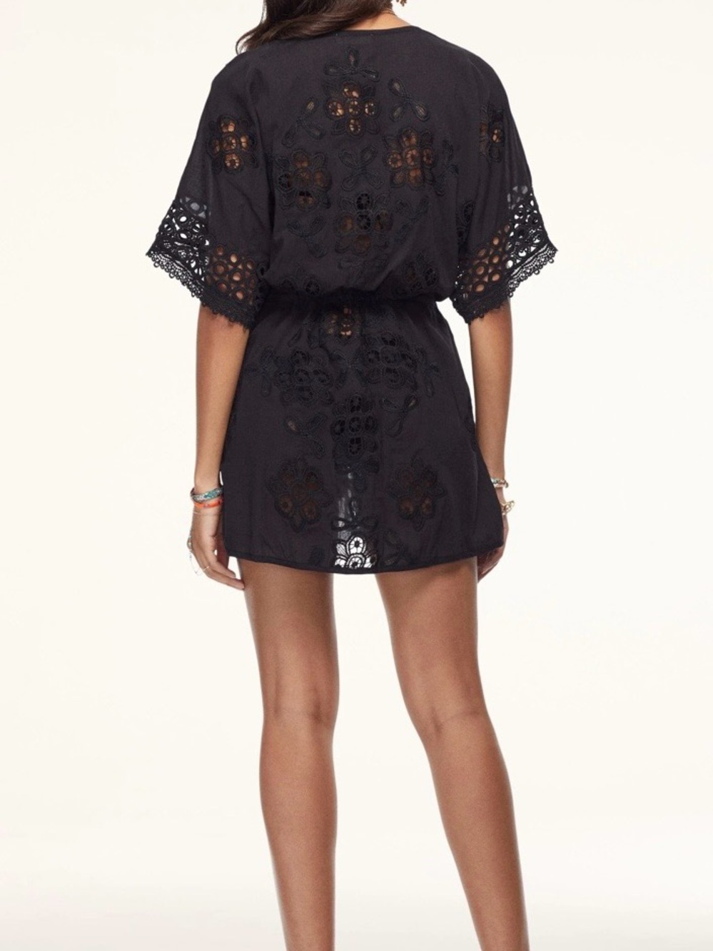 Ramy Brook Black Delphine Crochet Tie-Waist Swim Coverup Minidress - Picture 4 of 4